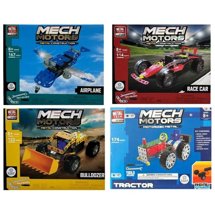 Four metal construction model boxes.